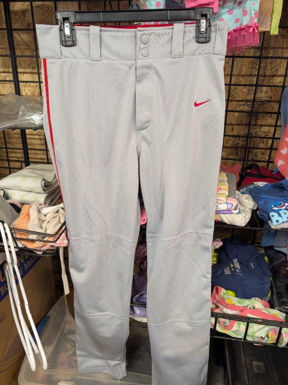 Nike Dri-FIT Baseball Pants Gray Red Stripe - Picture 1 of 3